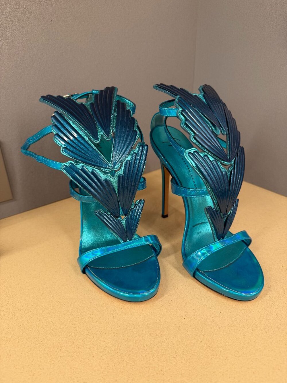 Giuseppe Zanotti Metropolis Turchese Metallic Stiletto Sandals